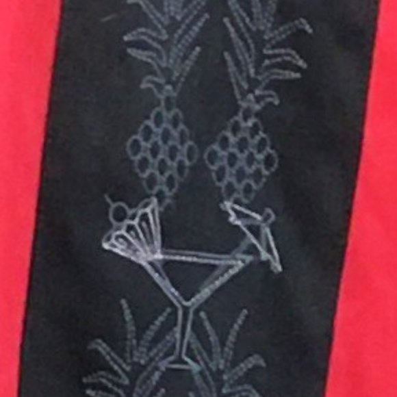 SOBRINO Red & Black Double Martini & Pineapple Panel Bowling Shirt - Picture 3 of 11